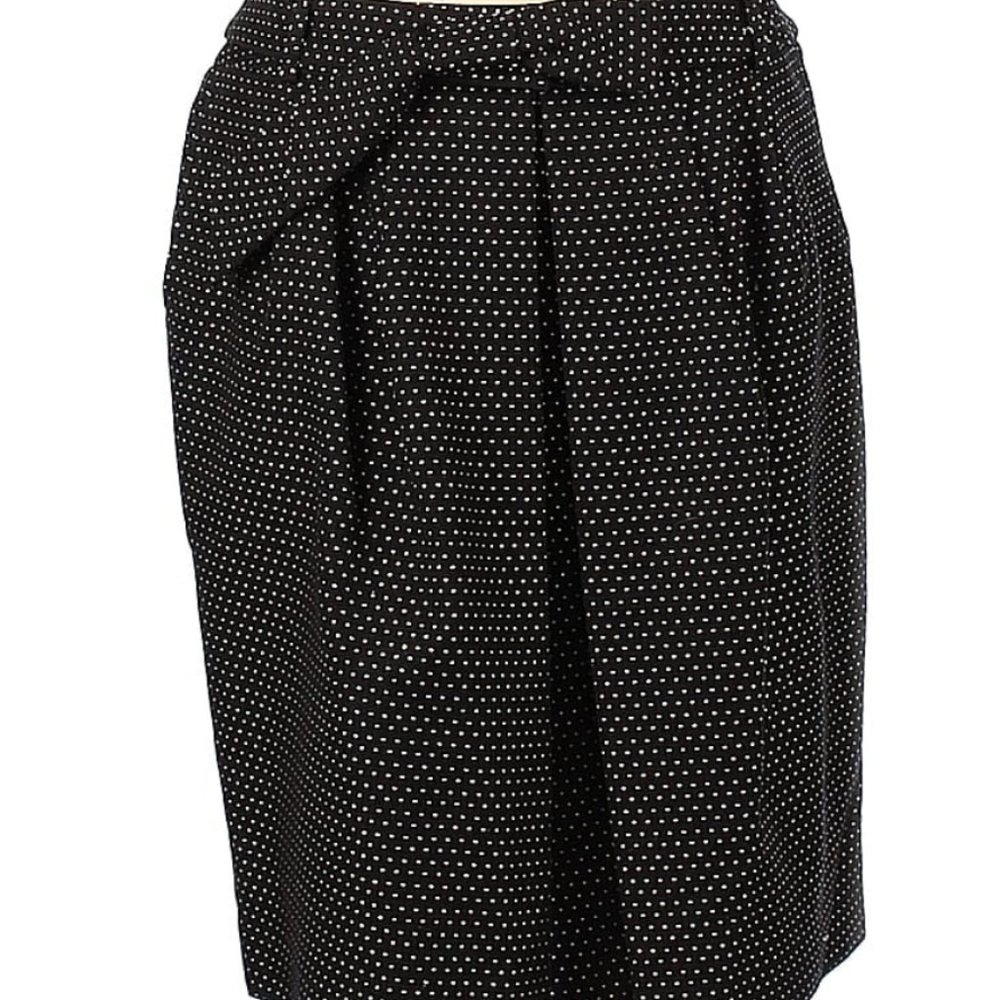 TALBOTS black white tiny polka dot fully lined pencil skirt 12 sash